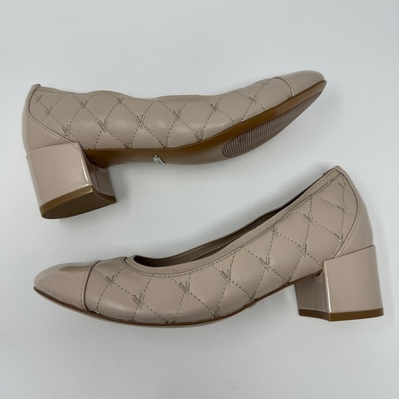 Vionic Tan Quilted Block Heel Ruby Pumps - Picture 4 of 14